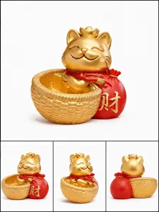 招财猫抱篮财袋